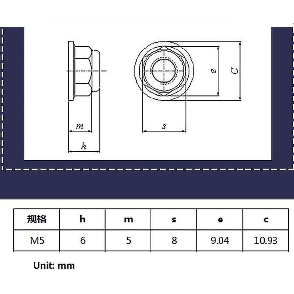 25 st självlåsande nylon Nyloninsatsmutter M5, självlåsande sexkantsmutter, M5 mutter Cnc aluminiumflänsad nylon