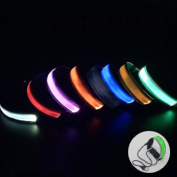 Genopladeligt LED lysemitterende armbånd Led reflekterende armbånd nat (grøn)
