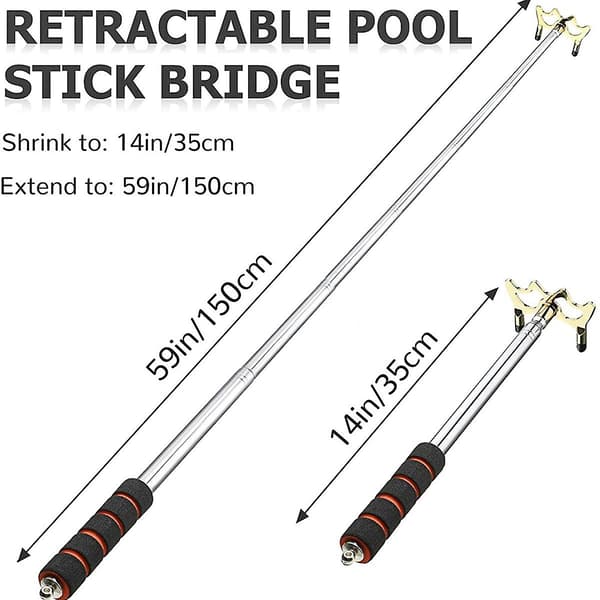 Retractable Billiards Cue Stick Bridge With Removable Brass Bridge Head, Billiards Pool Cue Accesso