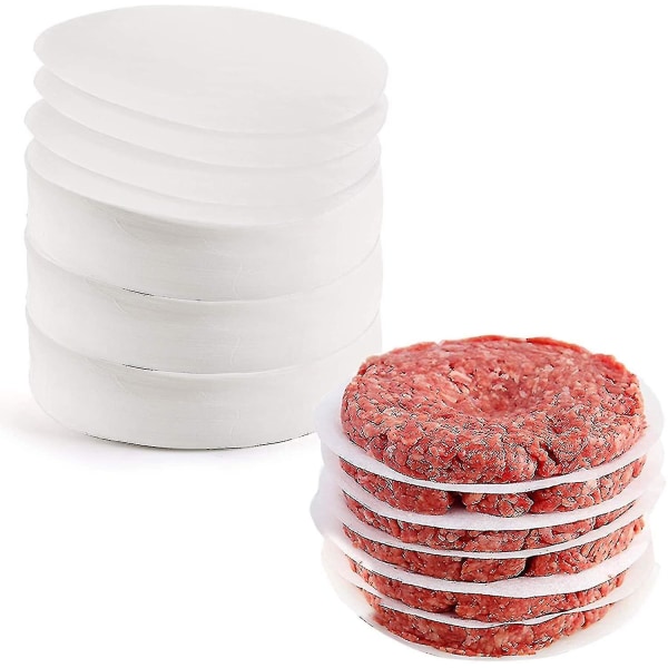 Burgerplater, 500 stykker, runde, 12 cm, non-stick pergamentpapir for burgerpresse og paste