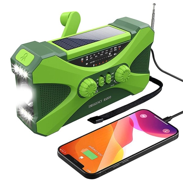 10000mah Vevradio för nödsituationer - Solcellsdriven vevradio campingpryl överlevnadsutrustning Orange Engelsk version
