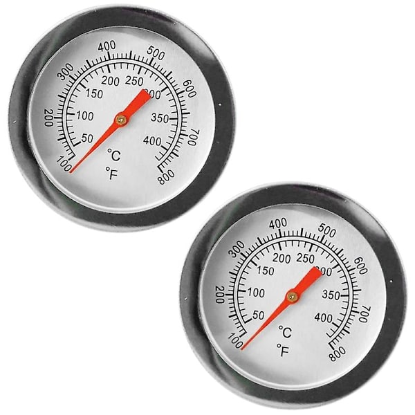 2 st 50-400 Grilltermometer Mätare Rökare Temperatur BBQ Grill Rostfritt Stål