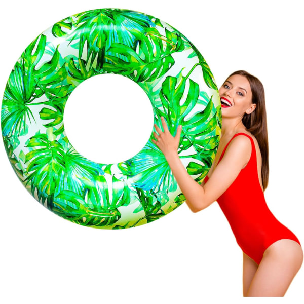 Pool Floats for Adults, Swimming beach tube, Adult Swim Ring, Adult pool float with two handles,Leaf swim ring B