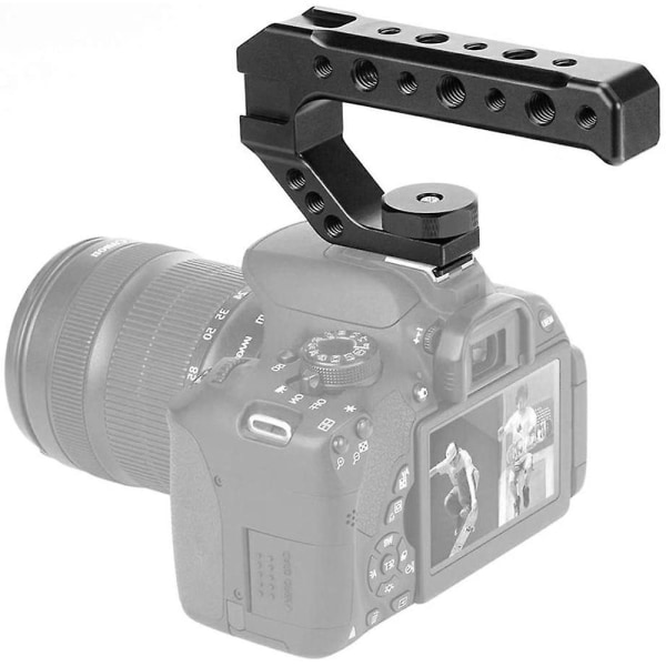Kamera Hot Shoe Top Håndtag Grip, Universal Video Stabilizing Rig Cold Shoe Adaptere til montering af mikrofon, LED lys, Skærm, Easy Low Angle Shots Meta