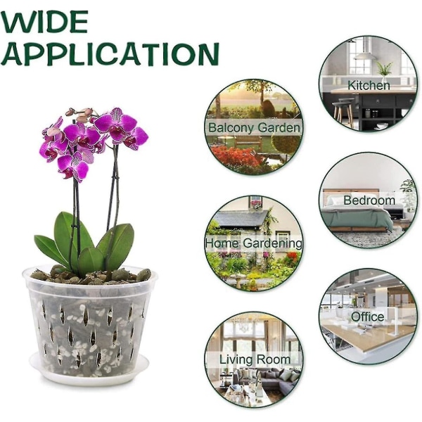 Orkidé Krukor För Omplantering - Orkidé Kruka Med Dräneringshål Och Underlägg För Omplantering, Klar Orkidé Kruka Blomkruka För 5 St