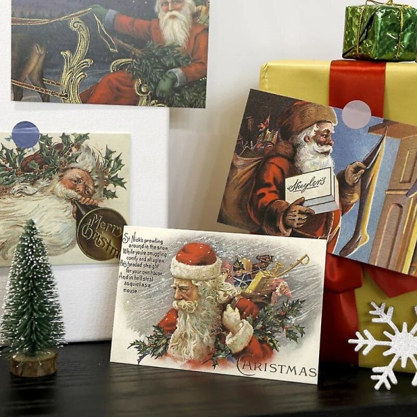 30 ark Juleserier Postkort Ins Nordisk Vintage Julemand Dekorativt kort gør-det-selv boligindretning Wallstickers Fotorekvisitter