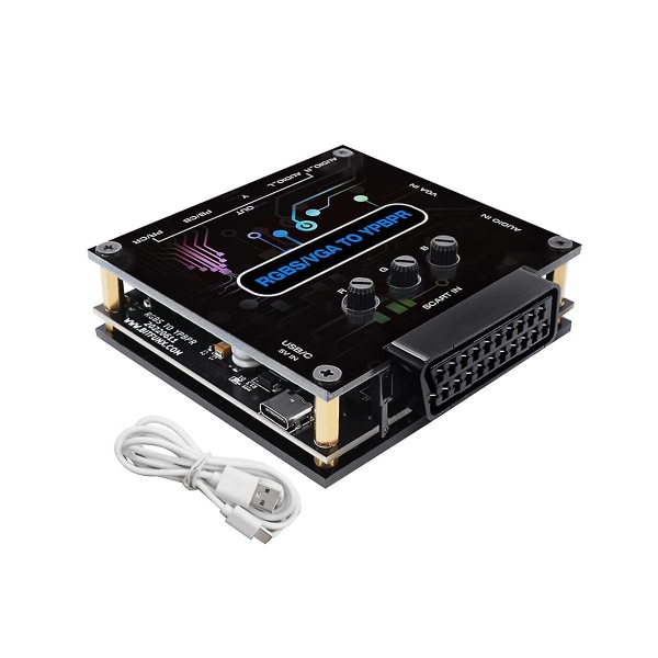 Rgbs Vga Scart till Ypbpr-omvandlare Spelkonsol Färgskillnadsomvandlare Justerbar Färg Ljusstyrka