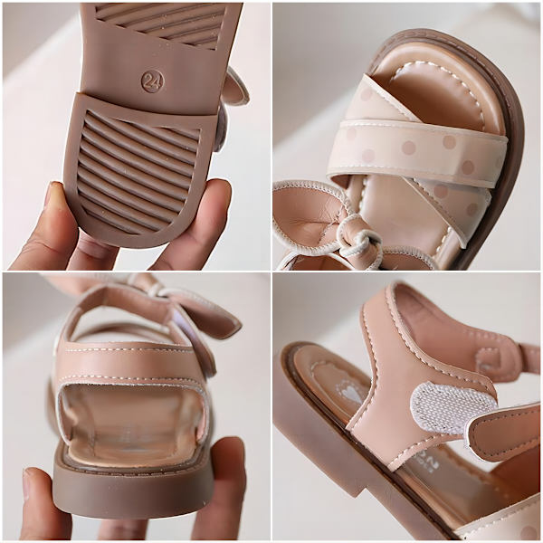 Små flickors sandaler Sommar Toddler flickors sandaler för strand park avslappnad blommor PU läder överdel gummisula brun rosa storlek 6-12 UK barn Pink 22