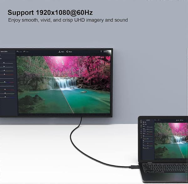 DisplayPort–HDMI-kaapeli, 1,8 metriä, kullattu, Avacon DisplayPort–HDMI-sovitin, uros–uros, musta, 2 kpl