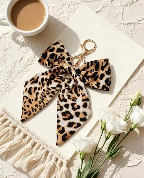 Leopard Sløyfeveske Charms Nøkkelring, Veske Charm Tilbehør for Kvinner