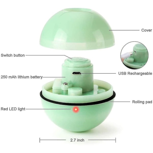 Interaktiivinen kissan lelupallo LED-valolla, 360 astetta itsestään pyörivä pallo, ladattava interaktiivinen USB