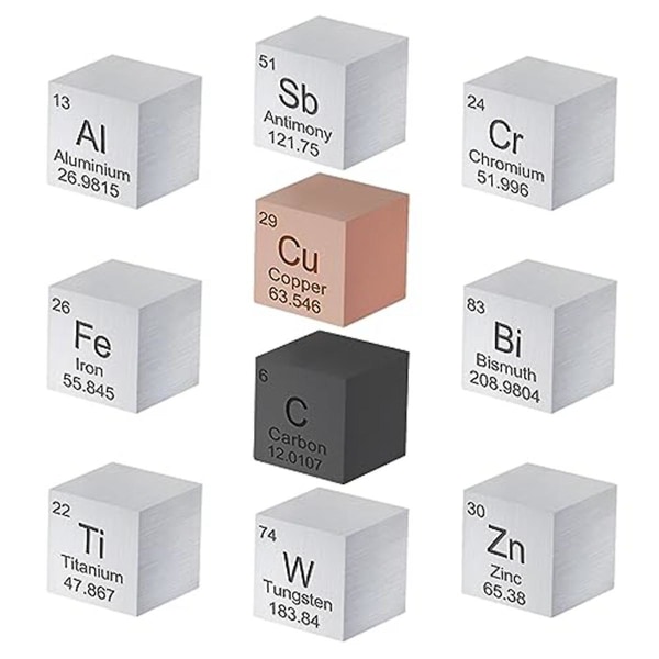 10 kpl Elementtien Neliösetti 0,59 tuumaa, Volframi Neliömetalli, Jaksollinen Järjestelmä, Opetukseen