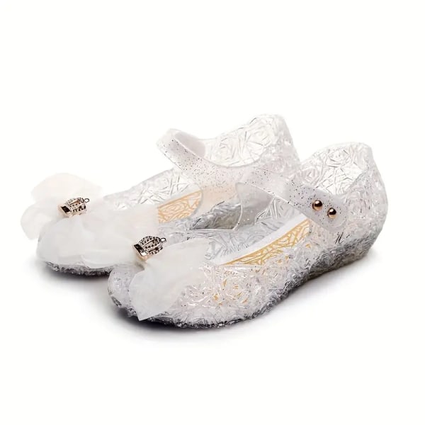 JOLEE KANG Trendy søt jellyfarge bowknot sandaler for jenter, pustende lette kjolesko til festbryllup, vår og sommer Transparent 35