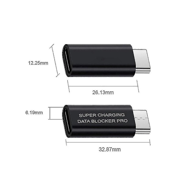 5 st USB Typ-C Datablocker USB C till C Datablocker, Skydd mot Juice Jacking, Stödjer Snabb C