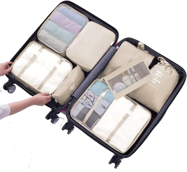 Resväska Organizer Väskor, 8 Storlekar, Resväska Organizer Väskor, 8-pack (Beige)