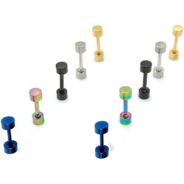 Dot Øreringe, Højglans Poleret Kirurgisk Stål Skrue Flade Bagside Disk Stud Øreringe Til Kvinder Mænd Pakke Med 5 Par (3mm)