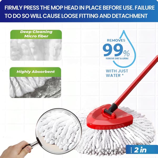 4-pak moppehoveder, erstatninger kompatible med O-Cedar EasyWring 1-tanksystem
