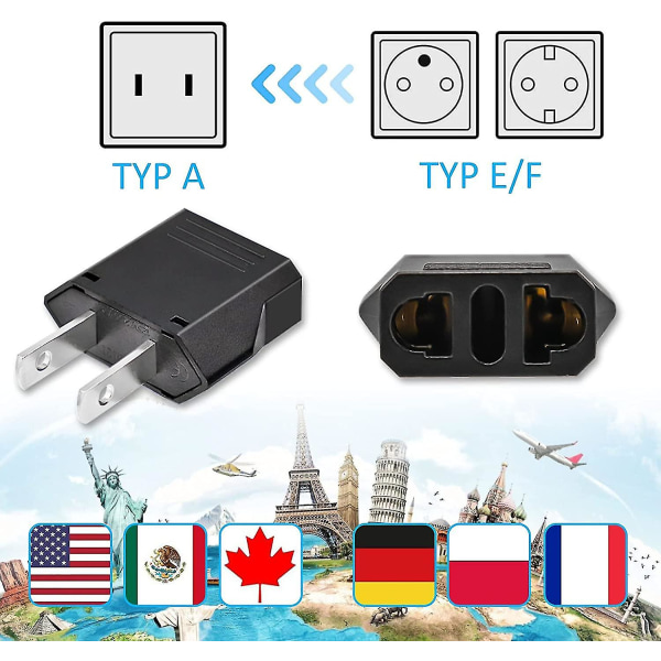 Ranskasta Yhdysvaltoihin Plug Adapter,5 Pcstravel Adapter Canada American Plug Adapter,France International Adapter Mexico Plug