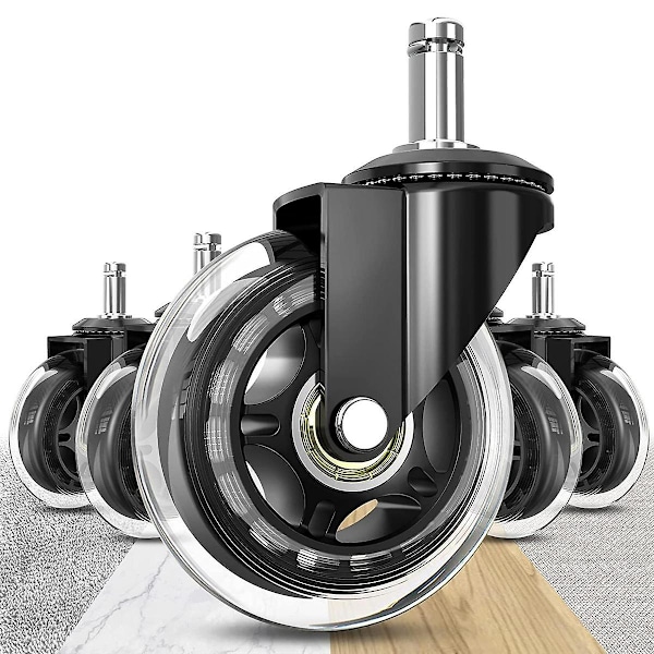 Kontorstolshjul 10 mm skaft, kompatibel med mærke stole, 3/8 tommer udskiftning gummi stol hjul