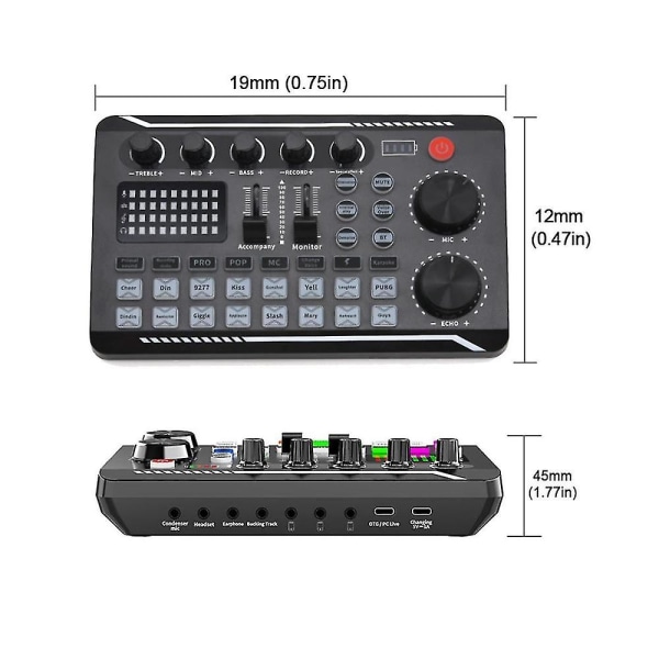 Lydkort Mikrofon Sound Mixer Lydkort Audio Mixing Console Forstærker Live Music Mixer Amplif