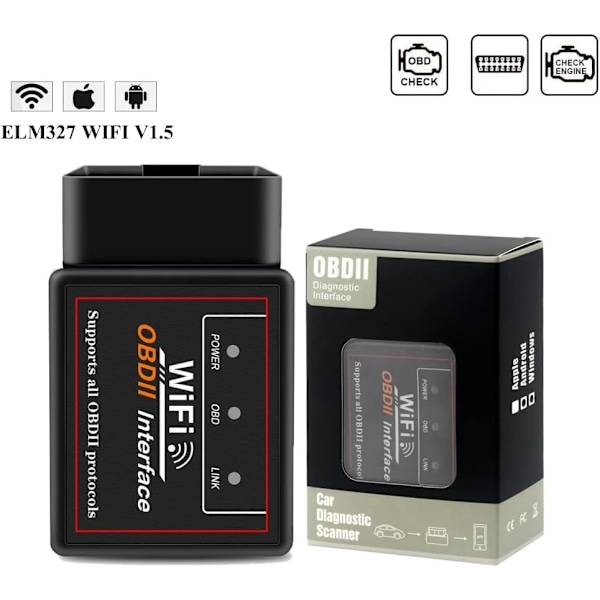 V1.5 WIFI Scanner Bil OBDII Diagnostisk Værktøj Kode Læser PIC18F25K80 Chip Til Android IOS Windows