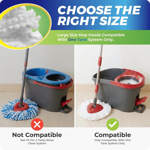 4-pak moppehoveder, erstatninger kompatible med O-Cedar EasyWring 1-tanksystem