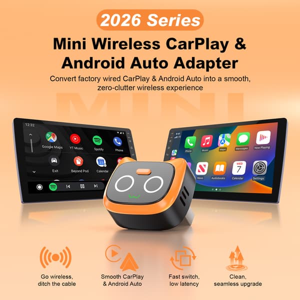 Ny trådløs CarPlay-boks, 2-i-1 Android Auto bilforbindelsesboks, Amazon grænseoverskridende e-handel CXZ55 orange