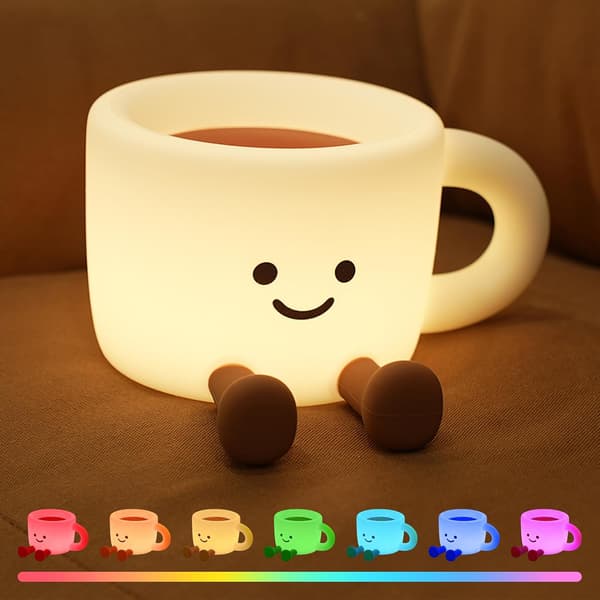 Søt kaffekopp nattlampe for barn, kaffeelskere