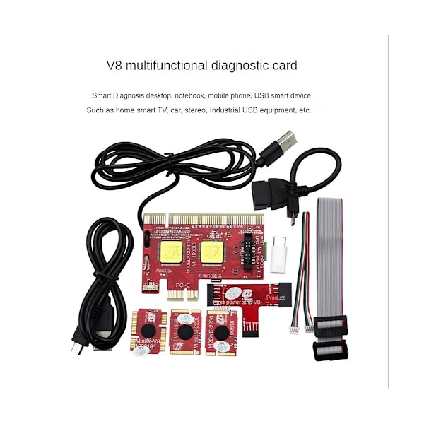 V8 Multifunktionel Laptop og Desktop PC Universal Post Diagnostic Card Fejlfinding Support PCI,PCI-E,,Mini