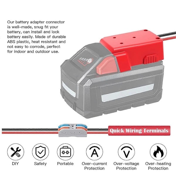 2-pak strømhjulsadapter til Milwaukee M18 batteriadapter