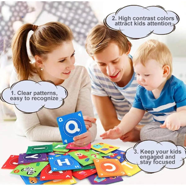 Varhaisen lapsuuden valistuksen kirja, taaperon flash-kortit pestävät ja säilytyskassin kanssa Alphabet Pocket