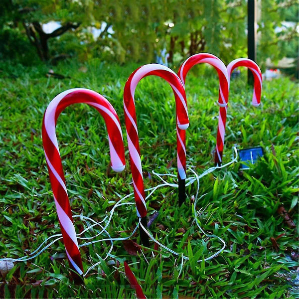 Julgransljus i form av pepparkakor, röda och vita ljus för att skapa en stig utomhus, landskapsbelysning, 10 st, 38 cm