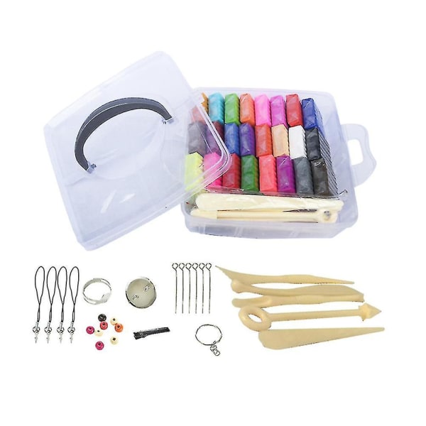 1 Sæt 24 Farve Ovn Bage Clay Diy Polymer Clay Kit Modeling Clay Blocks Legetøj med værktøj til børn børn A