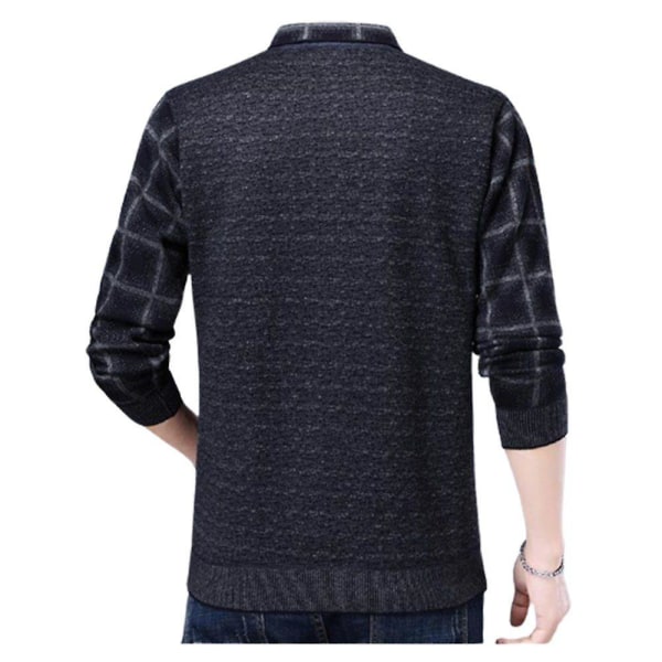 Klassisk bluse herre efterår vinter business casual strikket sweater med skjortekrave Premium