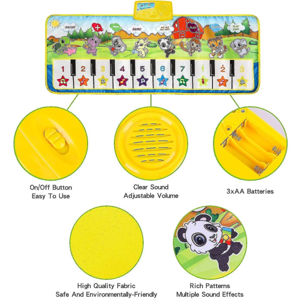Pianomatta för barn, 39,5" X 14" Musikmattor Tangentbordsmatta Elektronisk touch-spelfilt