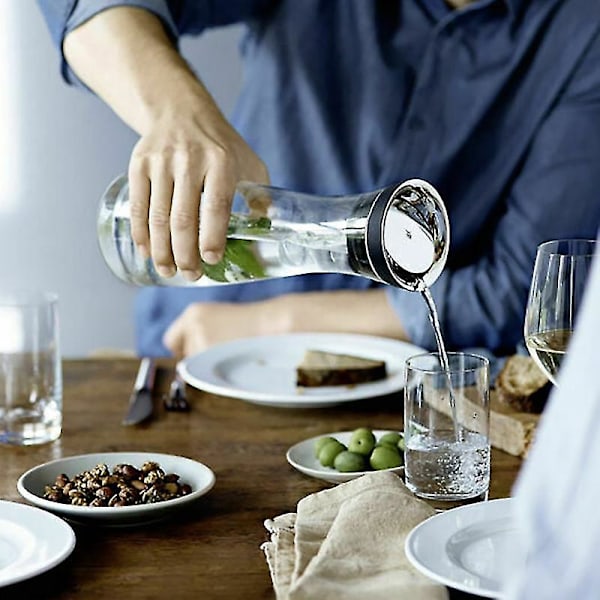 Vattenkaraff 1,8 l Hög Borosilikatglasflaska Grundläggande lutande lockstängning