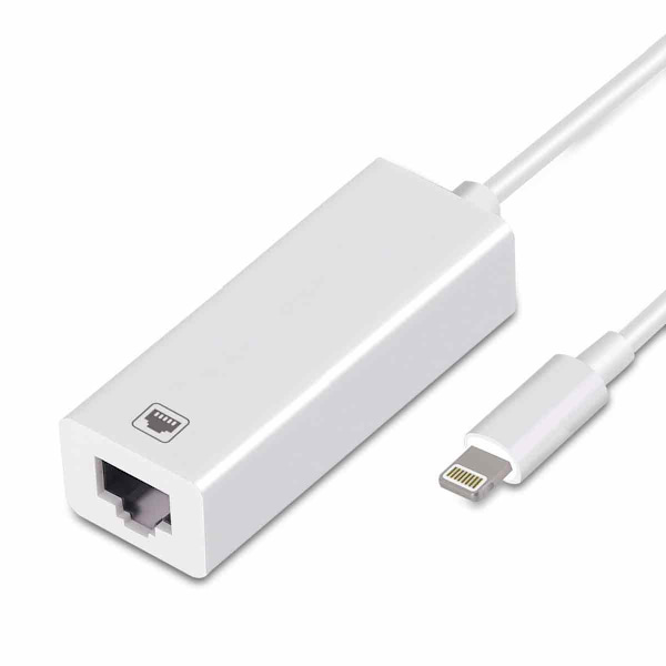 Ethernet RJ45-adapter for Lightning for iPhone og iPad 100 Mbps datahastighet