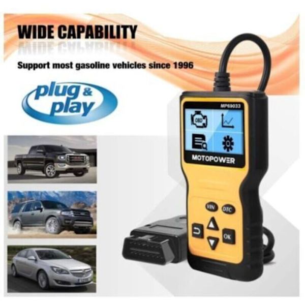 MP69033 OBD-II Scanner Kodeaflæser Motorfejlkode Diagnostisk Aflæser Motorkodeaflæser til O2-sensor