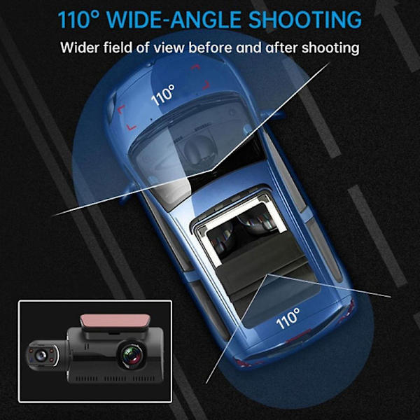 FHD Autonauhuri Kamera Kojelautakamera Kaksoisnauhoitus Videorekisteri Kojelautakamera 1080p Pysäköinninvalvonta G-sensori
