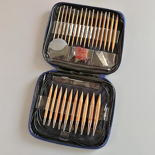 13 Par Stickningsnålar Set Kolfiber Bambu Utbytbara Cirkulära Stickning Sy Stickning Virka Hoo