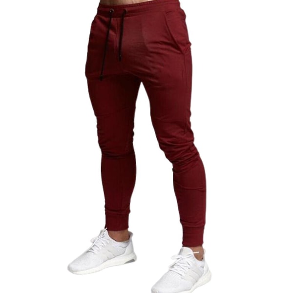 Miesten housut lenkkeily joustava vyötärö collegehousut kiristysnauha urheiluhousut Red XL