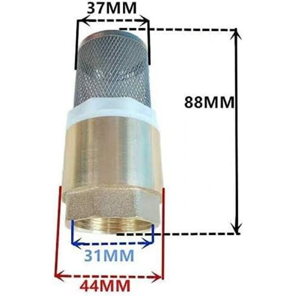 88 x 37 mm 1\" Backventil med sil – med sil i rostfritt stål och envägsventil/backventil/pumpbackventil (utan svans)