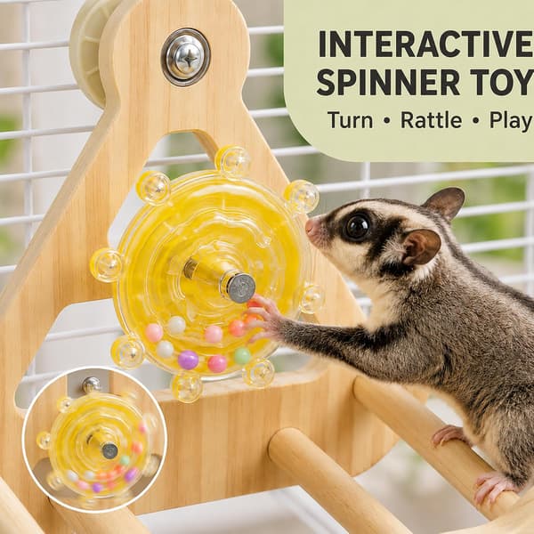 Sukkerflygerleker Trehengende med Spinner Sukkerflygerbur Tilbehør
