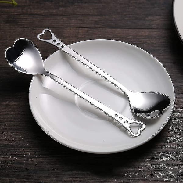 stk. Hjerteformede skeer i rustfrit stål, dessertskeer, kaffeskeer