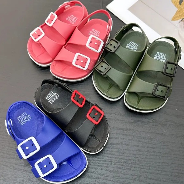 Trendy åpne tåsandaler for gutter, pustende sklisikre sandaler for innendørs utendørs strand, vår Blue A Size 30 (Inner length 17cm)