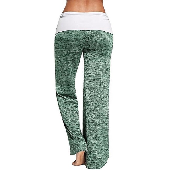 Dame Snøring Casual Yoga Bukser Pustende Gym Sport Pilates Langbukser Green S