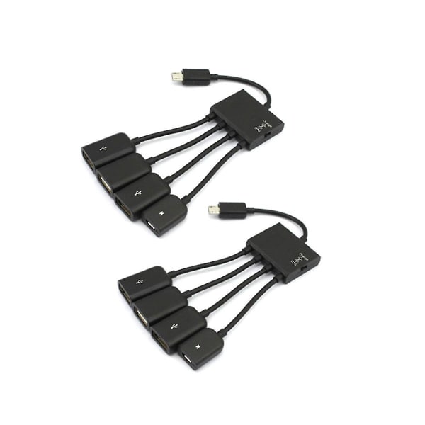 2 stk. 4-ports USB OTG Hub-kabeladapter til Android-computer, pc-strømopladning