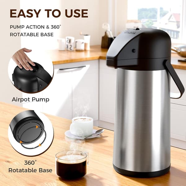 Kaffekanna för att hålla varmt, 102OZ / 3L Airpot Kaffedispenser med Pump