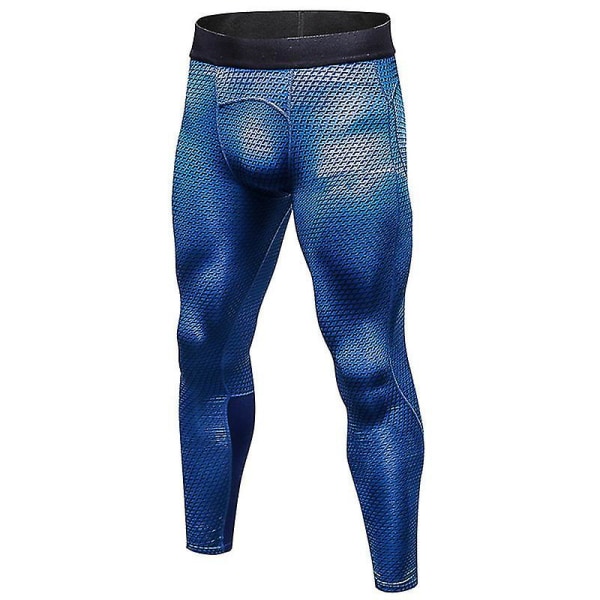 Herre Base Layer Bukser Træningsbukser Gym Sports Leggings Blue M