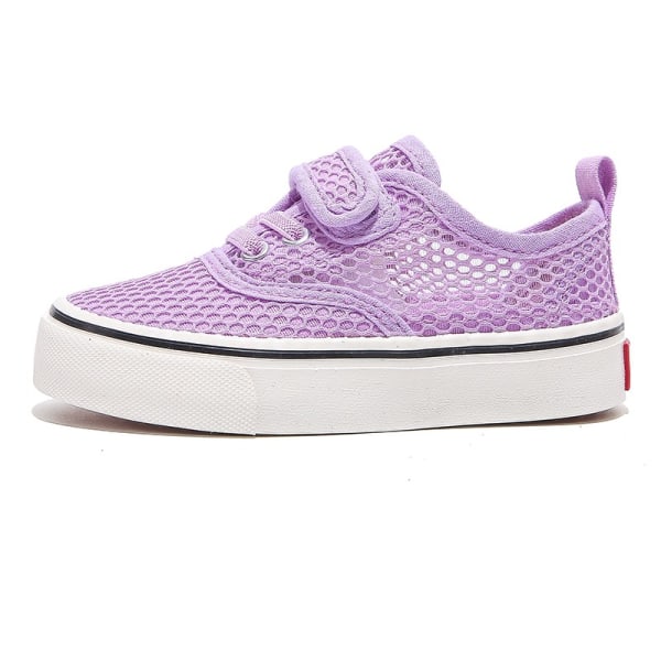 Afslappet cool ensfarvede lavtop lærredssko til drenge, åndbare lette slidstærke sneakers til sommer Purple 25 yards, length 16cm